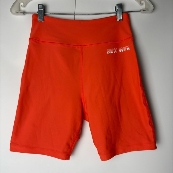 Sarah Day X White Fox Monza Neon Orange Bike Shorts - Picture 2 of 5